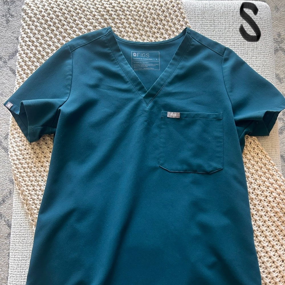 Figs Teal Scrub Top